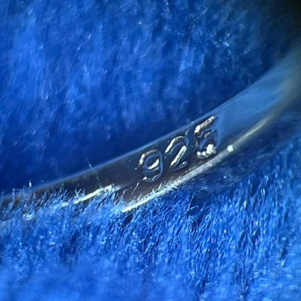 925 Sterling Silver Lab-Created Blue Sapphire & Diamond Accent Ring - Size 7.5 - Picture 8 of 9